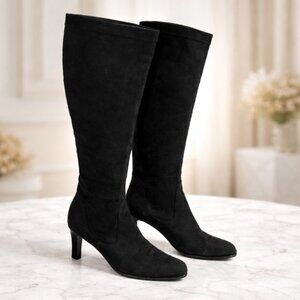 Cole Haan Boots Knee High Black Suede Heels with Box Womens Sz 6 B Retails $398